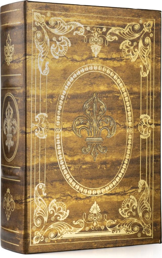 Buchhülle Vintage - Geheimversteck mit Fleur-de-Lis - Deko Buchbox für Schmuck & Dokumente - Versteckte Aufbewahrungsbox 27,2x18x7cm - Antik Look...