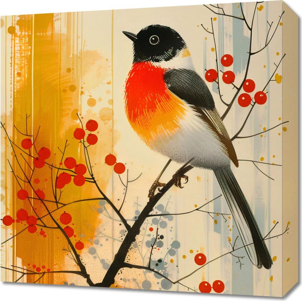 Bild 50x50cm Herbst-Rotkehlchen