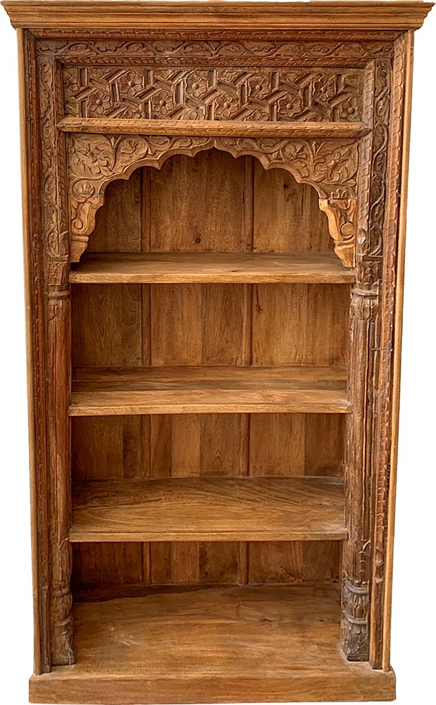 Regal Mango Massiv Holz Muster 19 Vintage 195 cm hoch für Diele oder Schlafzimmer | Standregal Braun ohne bohren für Badezimmer | Raumteiler Wand...