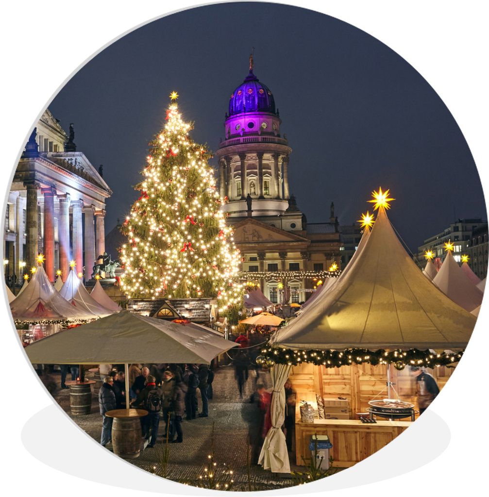 MuchoWow Rundes Wandbild - Runde Bilder Berlin - Weihnachten - Markt Ø 30 cm Kreis Wanddekoration Kunststoff - Wandkreis - Wandschmuck - Schlafz...