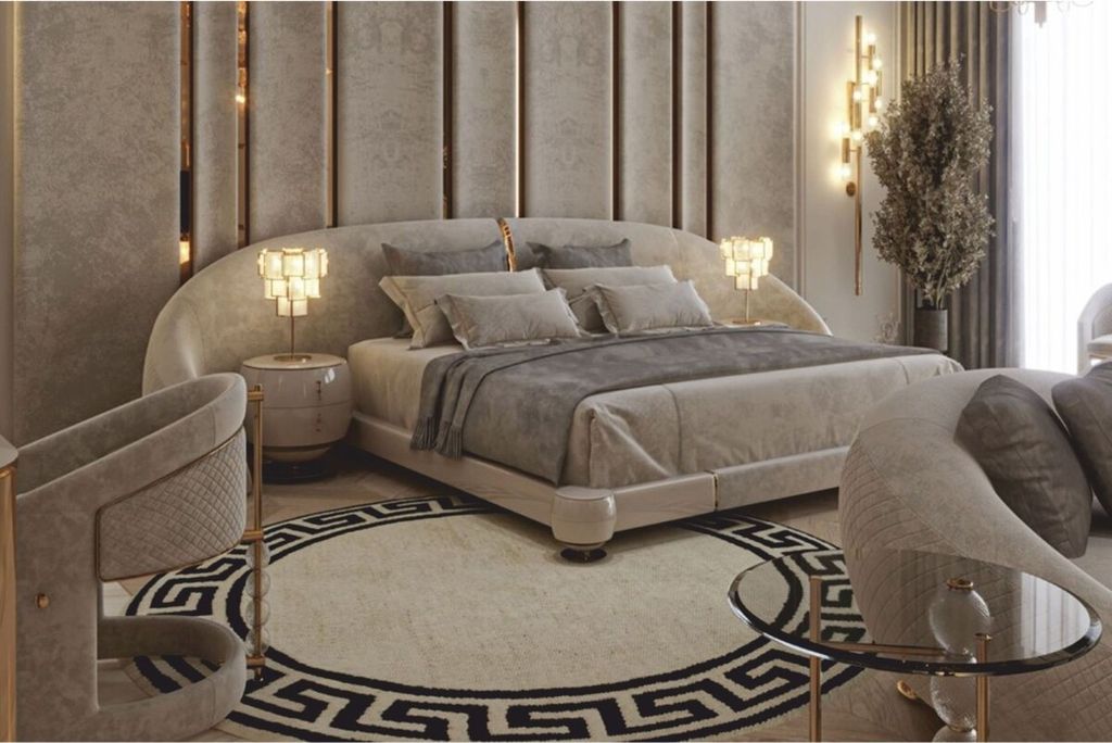 Casa Padrino Luxus Doppelbett Grau / Gold - Hotel & Produktbild 