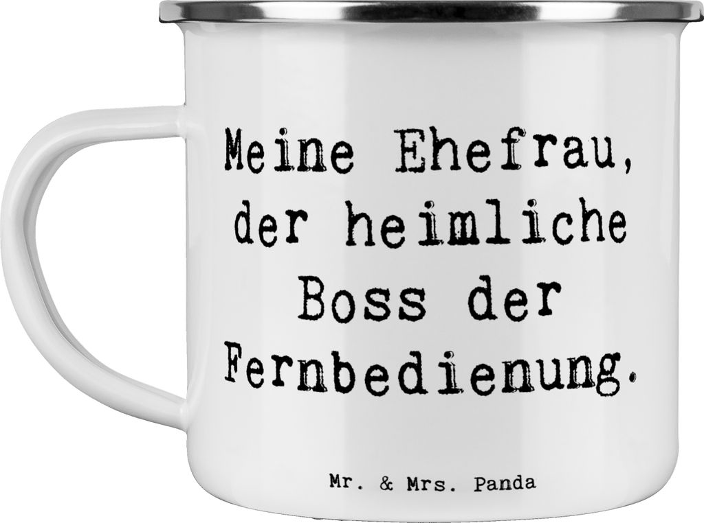 Mr. & Mrs. Panda Haferl Spruch Ehefrau Boss - Weiß - Geschenk, Kaffeepott, Teetasse, persönliche Erinnerungen, Emaille Becher, Zuhause, Tasse, Ha...