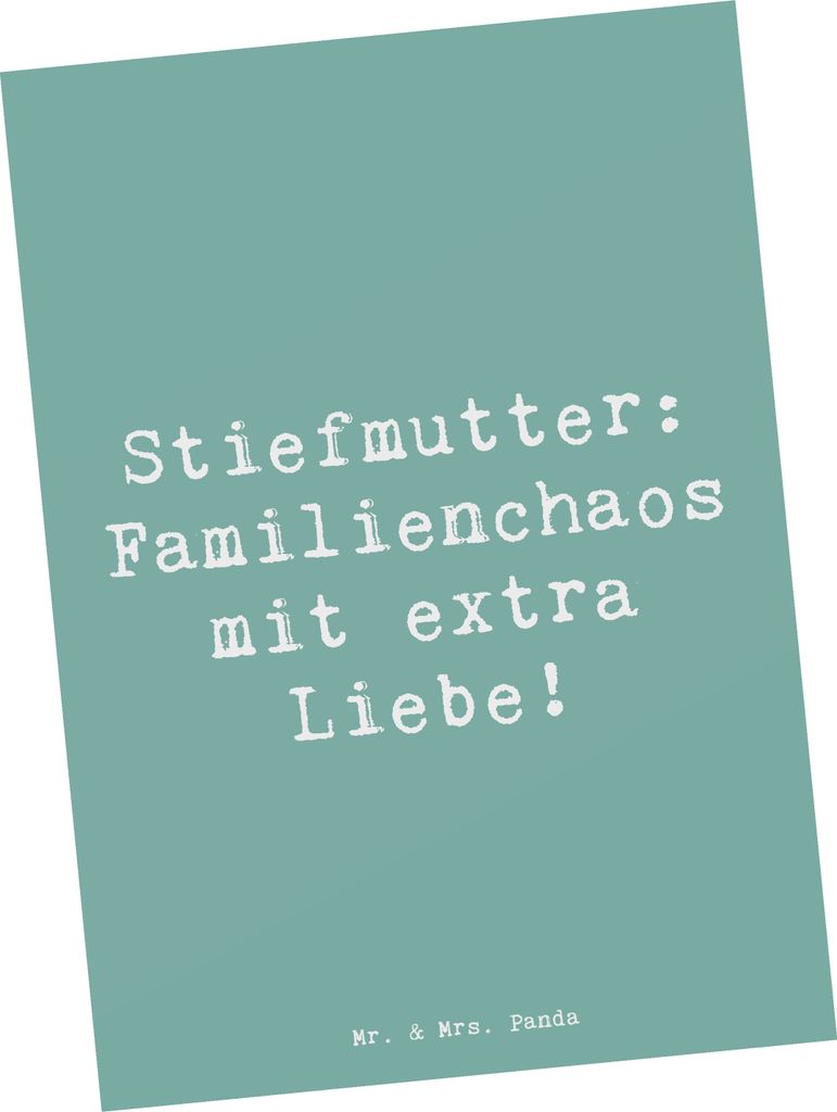 Mr. & Mrs. Panda Postkarte Spruch Stiefmutter Liebe - Meeresbrise - Geschenk, Stiefkind, Freude, Beziehung, einzelkarte, Ansichtskarte, handgemacht...