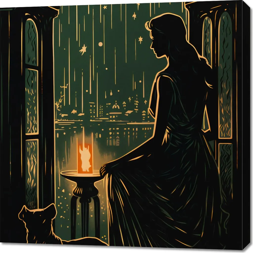 Tableau déco 90x90 Murmures nocturnes - Toile murale carrée moderne