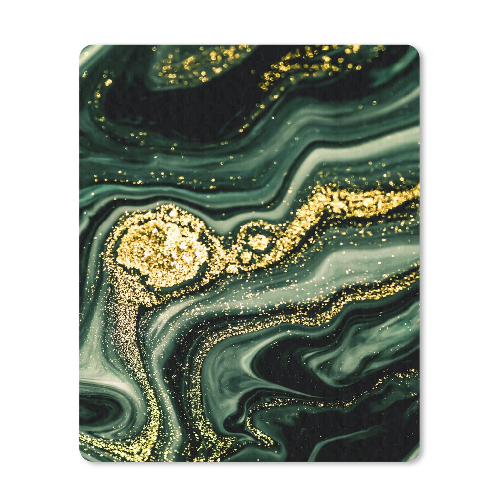 MuchoWow Mauspad Mousepad Marmor - Gold - Glitter - Grün - Marmoroptik - Luxus 19x23 cm - Mousepads - Maus Mat - Pad - Mausunterlage - Mauspads ...