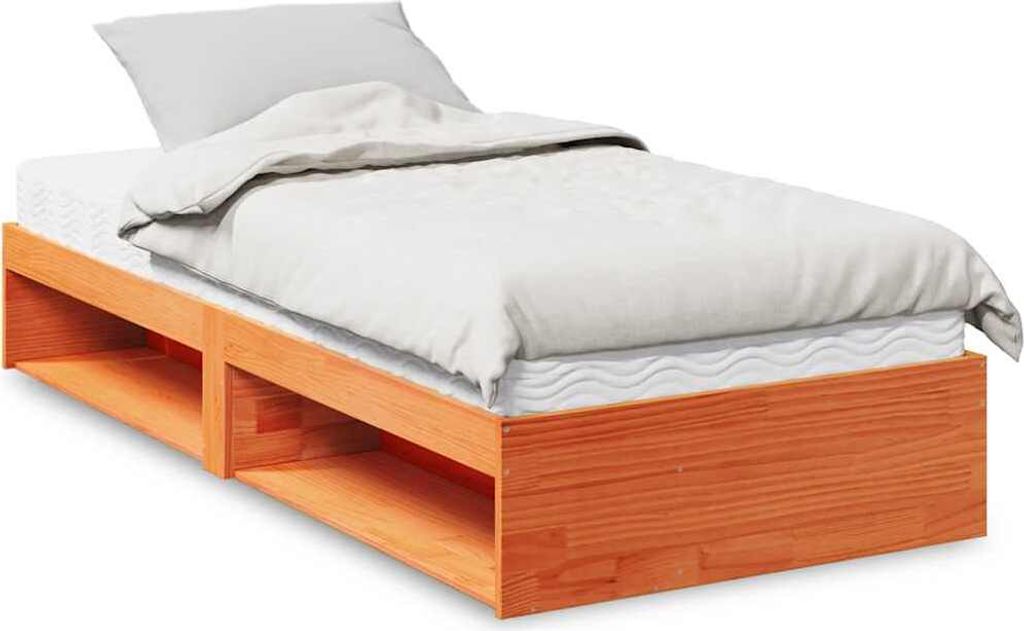 Tagesbett mit Matratze Wachsbraun 90x190 cm Massivholz Kiefer