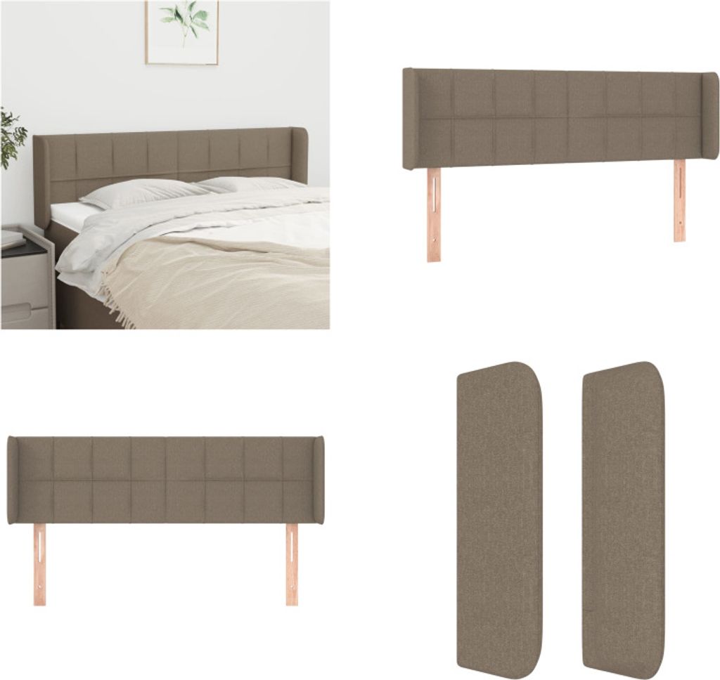 vidaXL Kopfteil mit Ohren Taupe 147x16x78/88 cm Stoff - Kopfteil - Kopfteile - Bett-Kopfteil - Bettkopfteil
