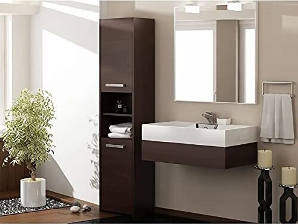 Colonne de salle de bain étroite 170cm : meuble de rangement vertical