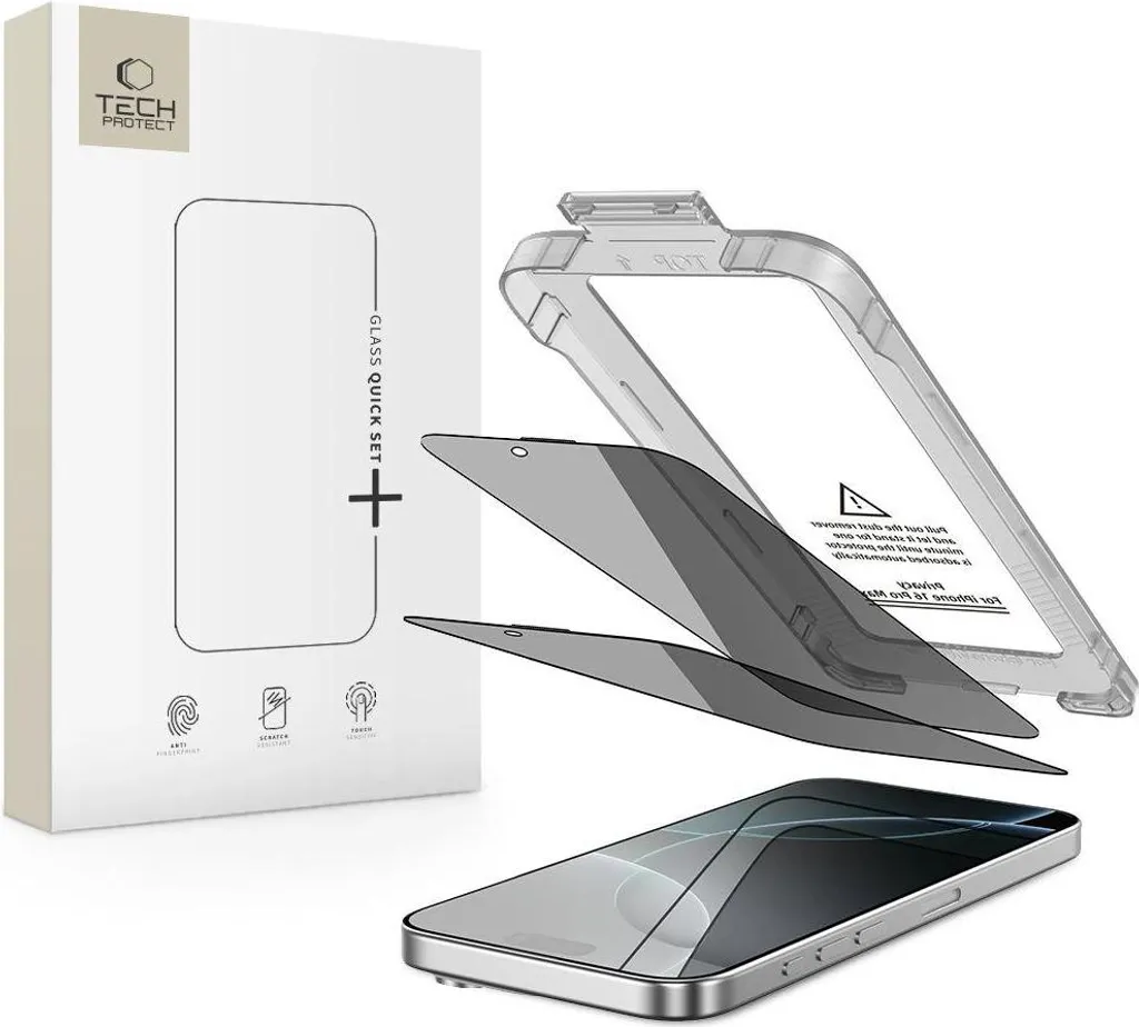 Vetro Temperato iPhone 16 Pro Max Tech-Protect Spy+ 2-Pack 9H