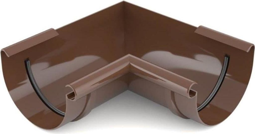 Regenrinne Eckstück Innen – Einstellbar 120° bis 145° in Braun