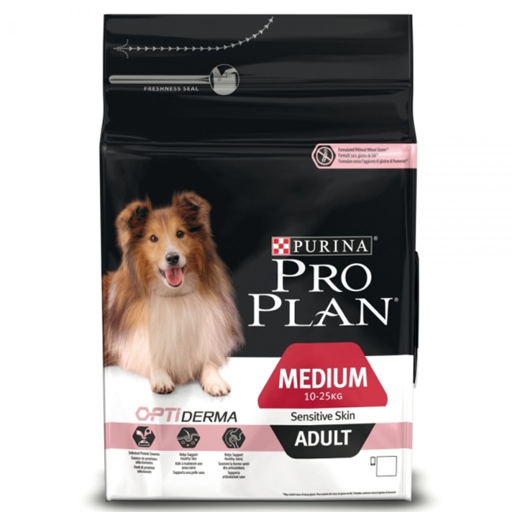 Pro Plan Medium Adult Sensitive Skin, Hundefutter trocken, reich an Lachs, 1er Pack (1 x 3 kg)