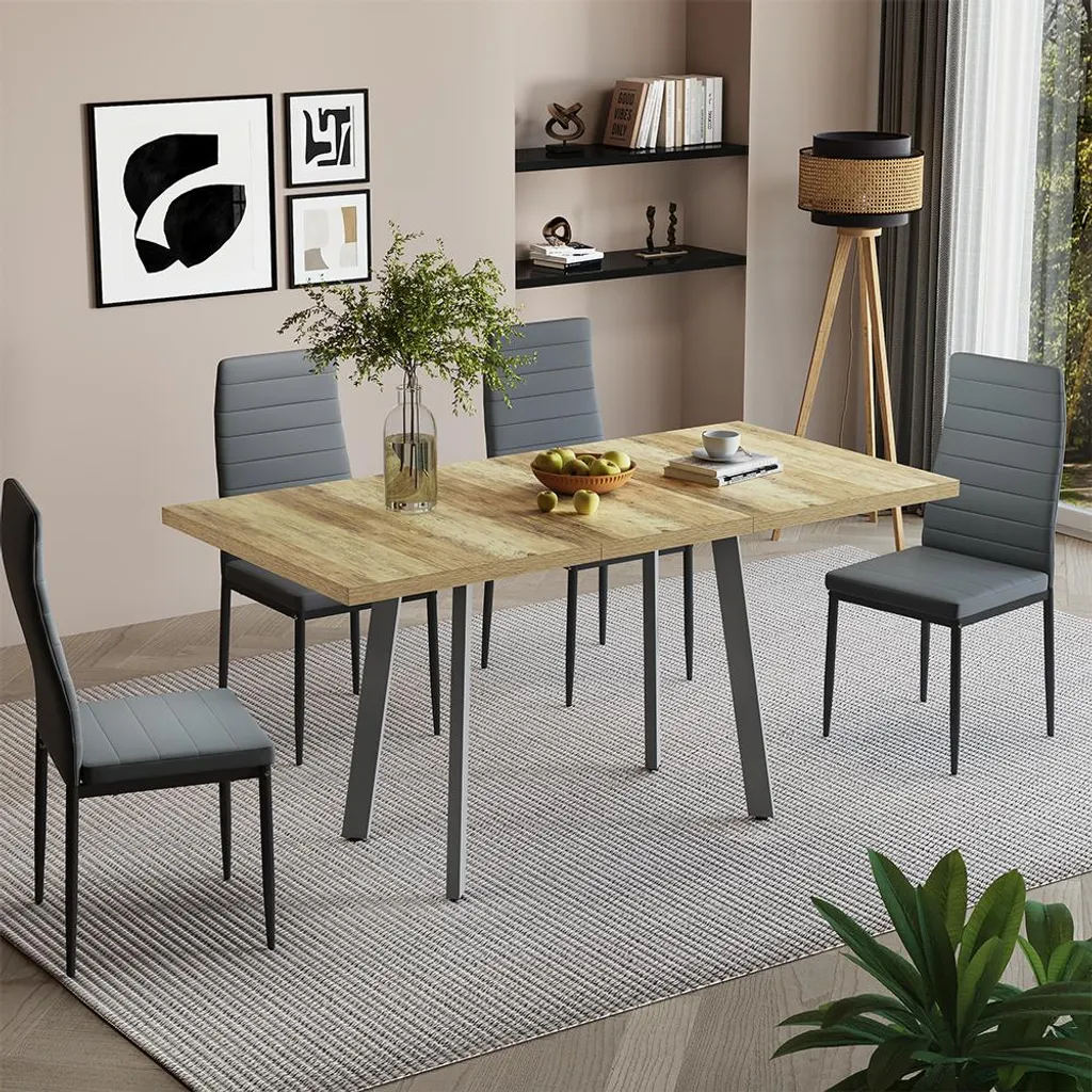 Vicco Tisko Table à Manger 160x80 cm Chêne Rustique et Gris Modèle 57492