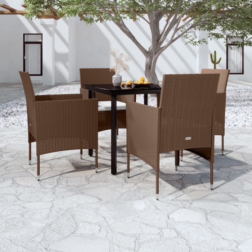 The Living Store 5-tlg. Garten-Essgruppe mit Kissen Braun und Schwarz
