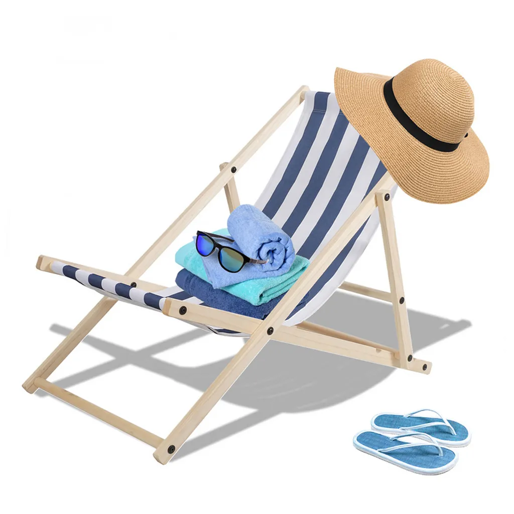 Chaise longue bois pliable robuste 120kg - Transat facile à ranger
