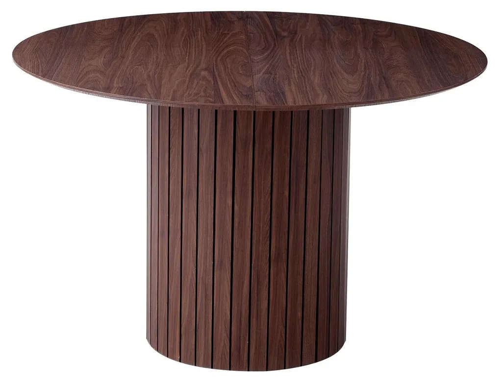 Table à manger 110 cm plateau marron foncé et pieds bois design minimaliste