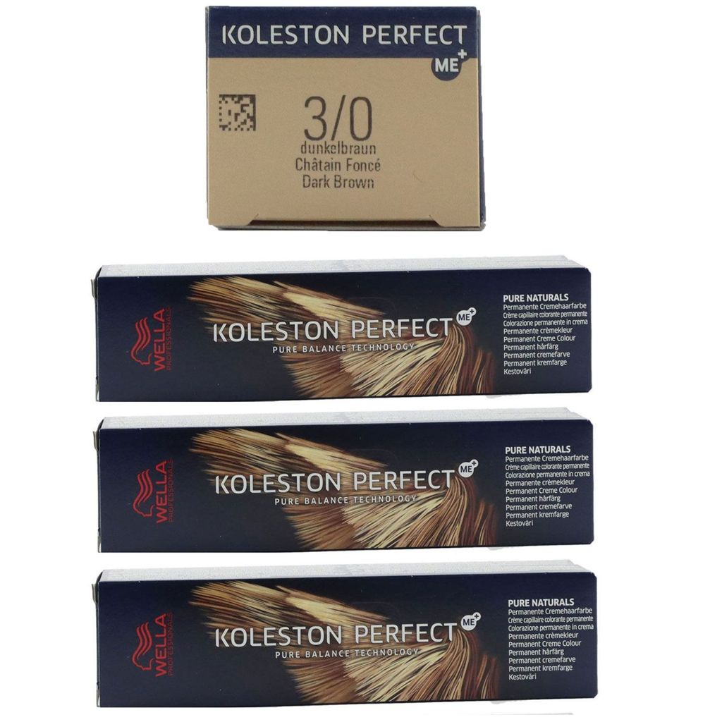 Wella Koleston 3 x 60 ml 3/0 dunkelbraun Set Produktbild 