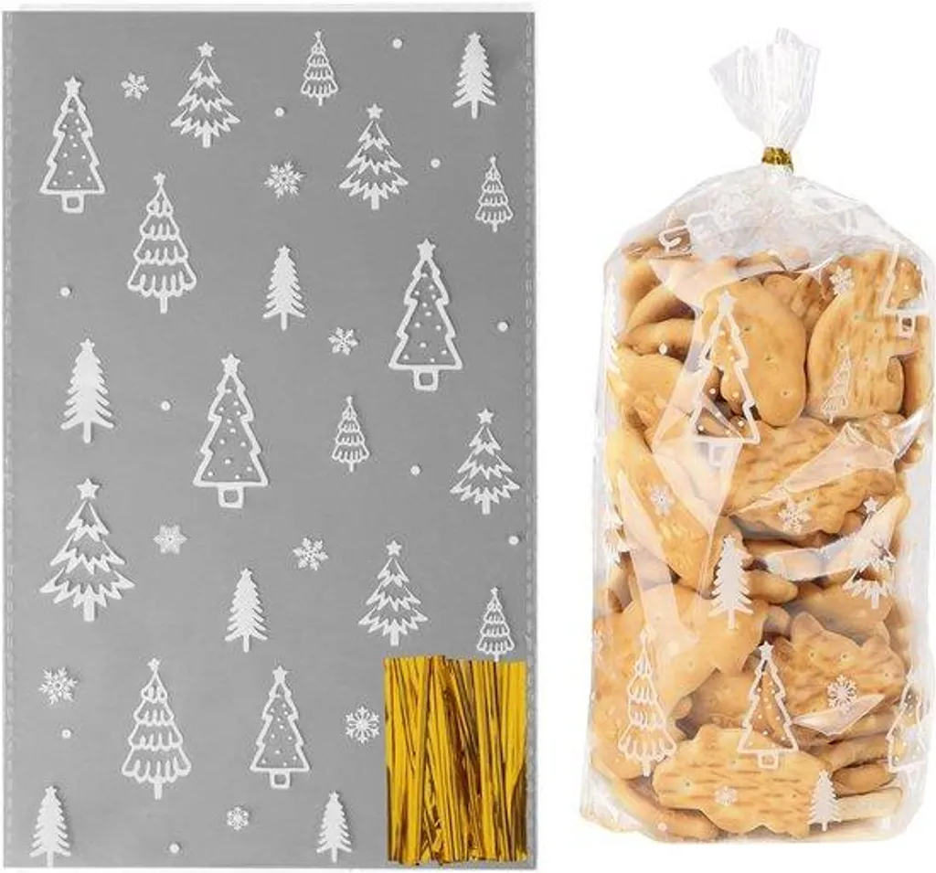 Sachets biscuits Noël transparents hermétiques contre l'humidité