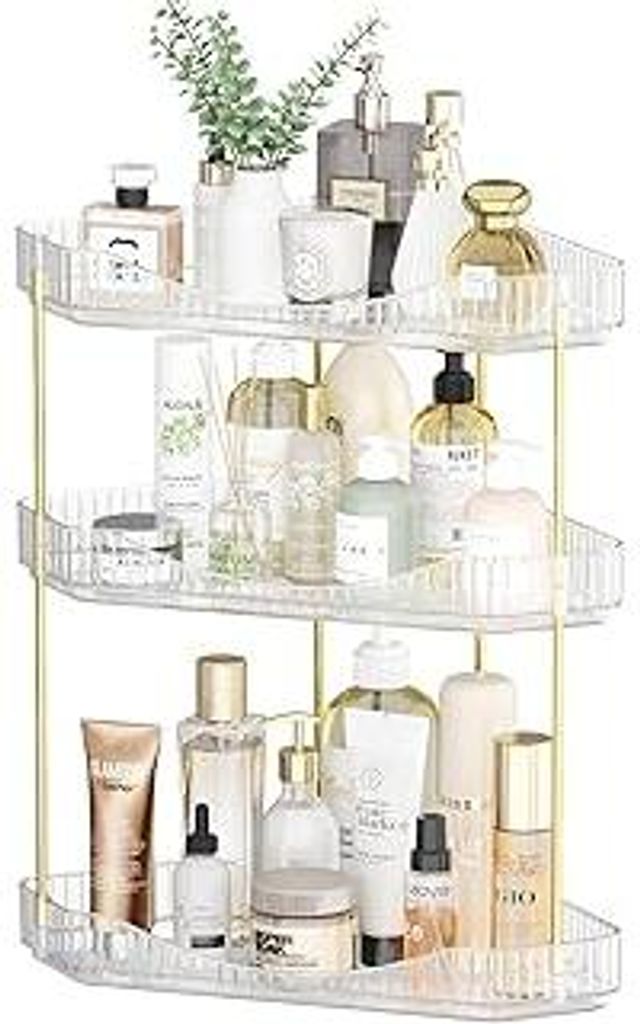 Lifewit Make Up Organizer, 3 Stufen Schminktisch Organizer, Stabil Eck-Mehrzweck-Regal für Parfüm/Hautpflegemittel/Duschgel im Badezimmer,Küche,...