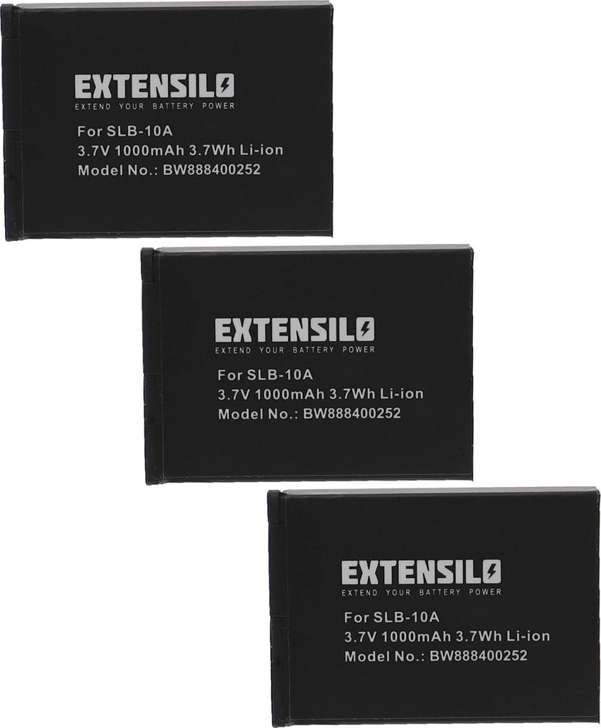 EXTENSILO 3x Akku kompatibel mit Rotanus CB-105, FH-D90 Kamera (1000 mAh, 3,7 V, Li-Ion)