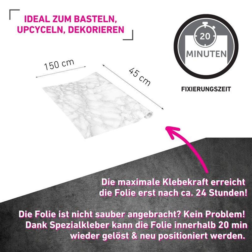 Klebefolie Marmor grau - 90x210cm Produktbild 
