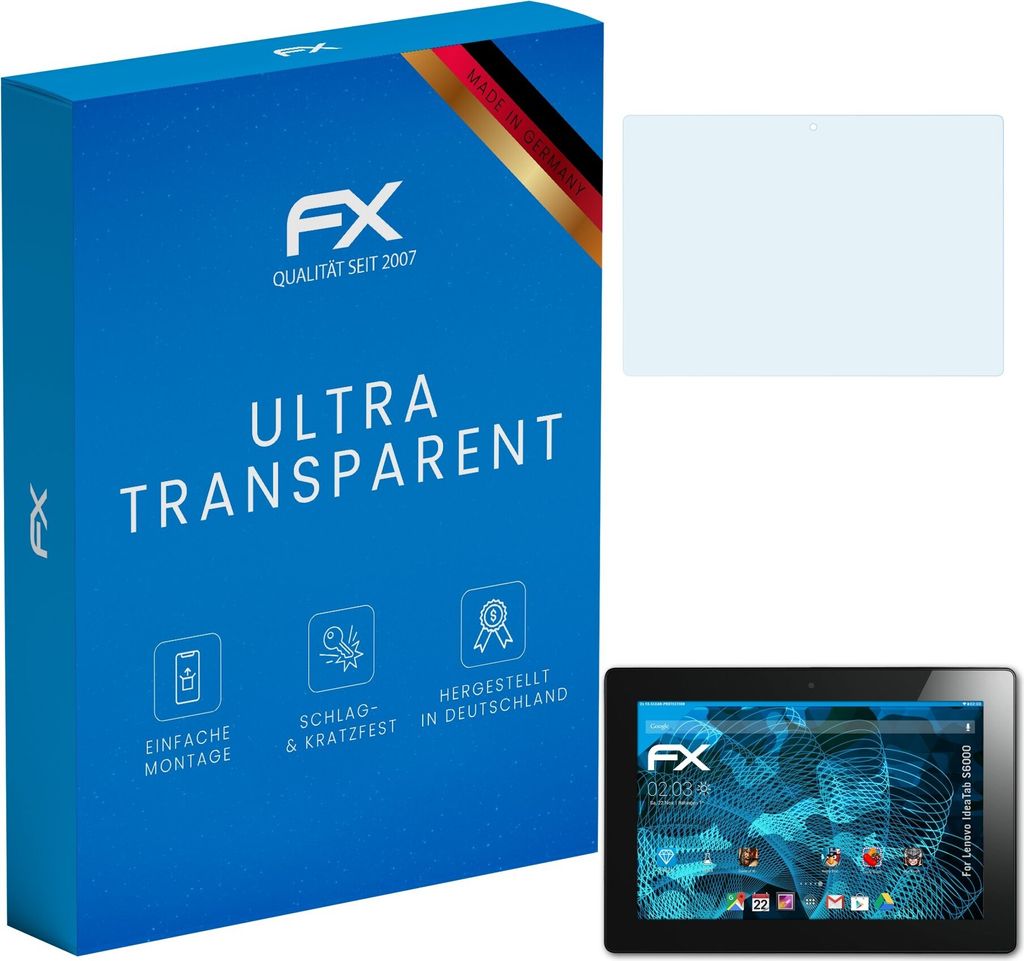 atFoliX FX-Clear 2x Schutzfolie kompatibel mit Lenovo Idea Tab S6000 Displayschutzfolie