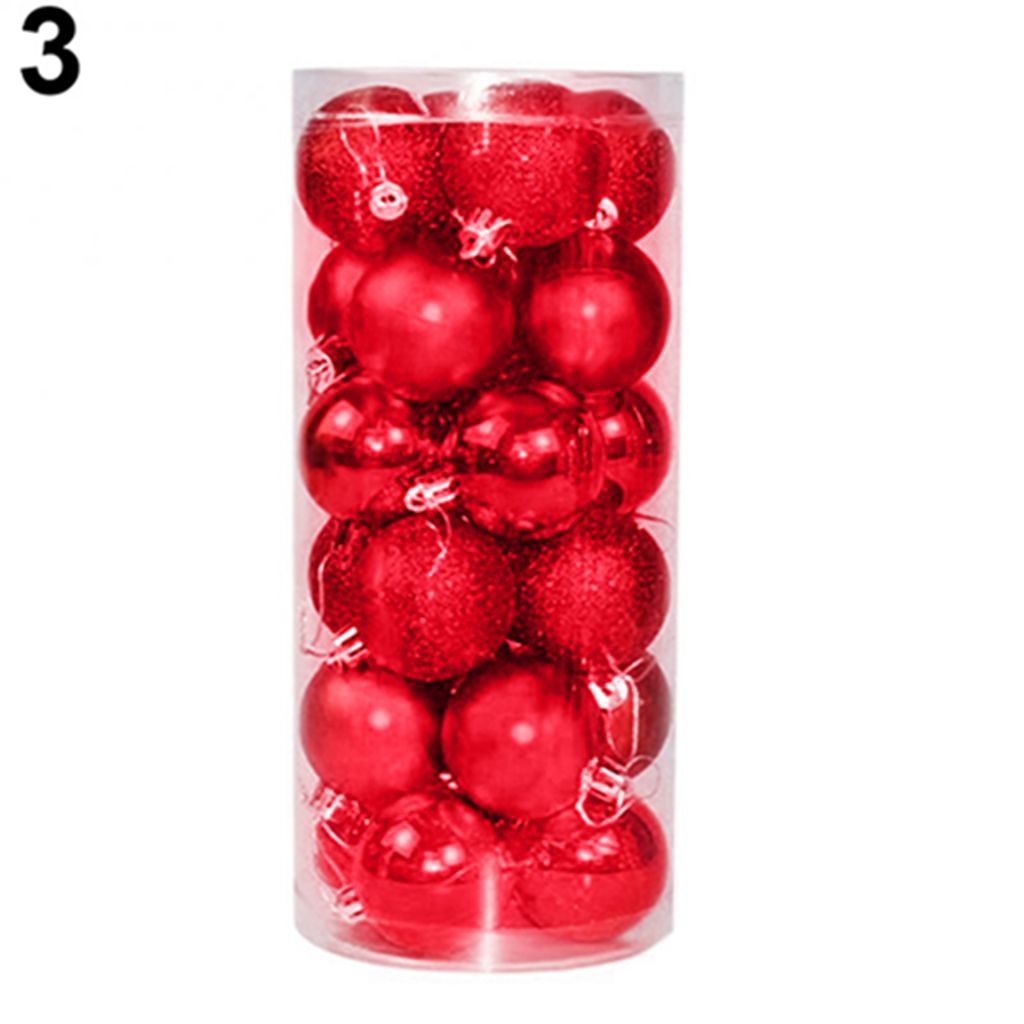 24pcs runde WeihnachtsbaumNachbildungationen hängen Home Party Ornament Bälle Baubles-Rot