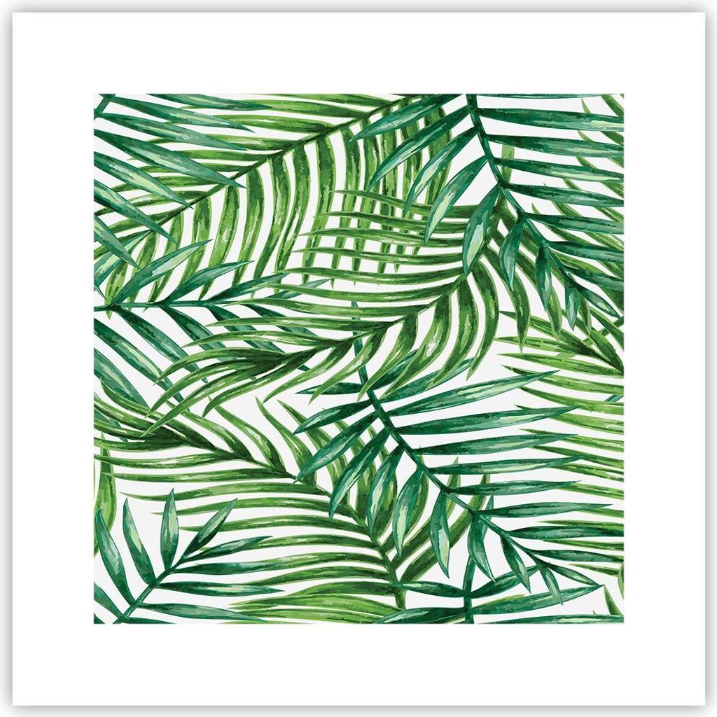 Poster - Poster ohne Rahmen - Palme Blatt grün - 30x30 cm - Wand Bild - Wanddeko - Wandbilder - Kunstposter - Wandposter - Bilder - Kunstdruck - W...
