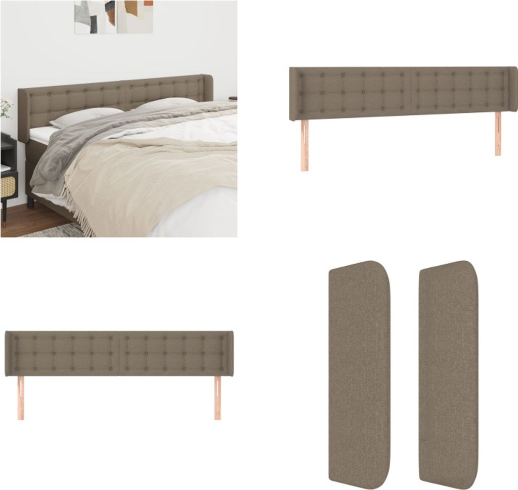 vidaXL Kopfteil mit Ohren Taupe 183x16x78/88 cm Stoff - Kopfteil - Kopfteile - Bett-Kopfteil - Bettkopfteil