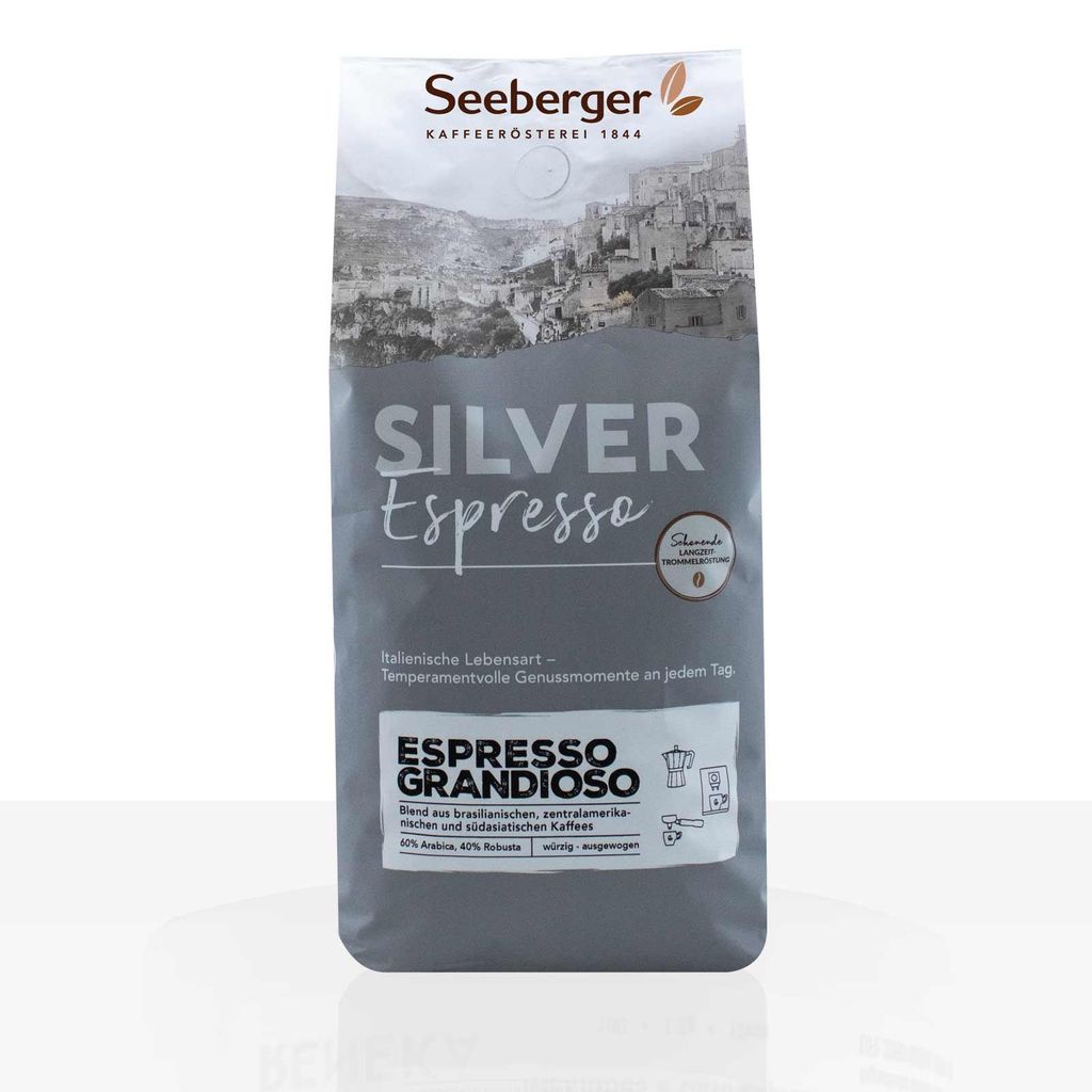 Seeberger Kaffee Silver Espresso Grandioso 1kg Kaffeebohnen Produktbild 