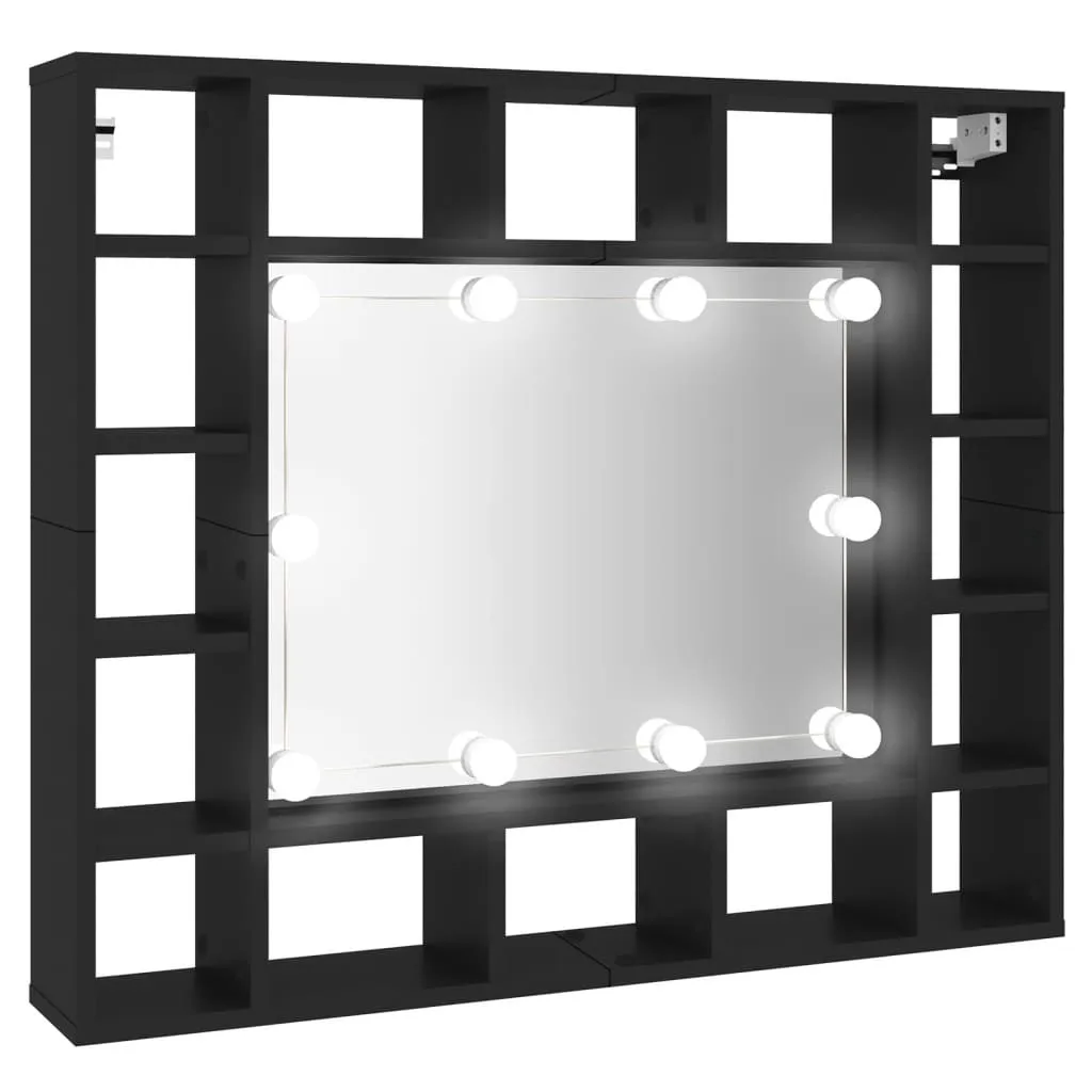 vidaXL Armadio a specchio LED nero 91x15x76,5 cm
