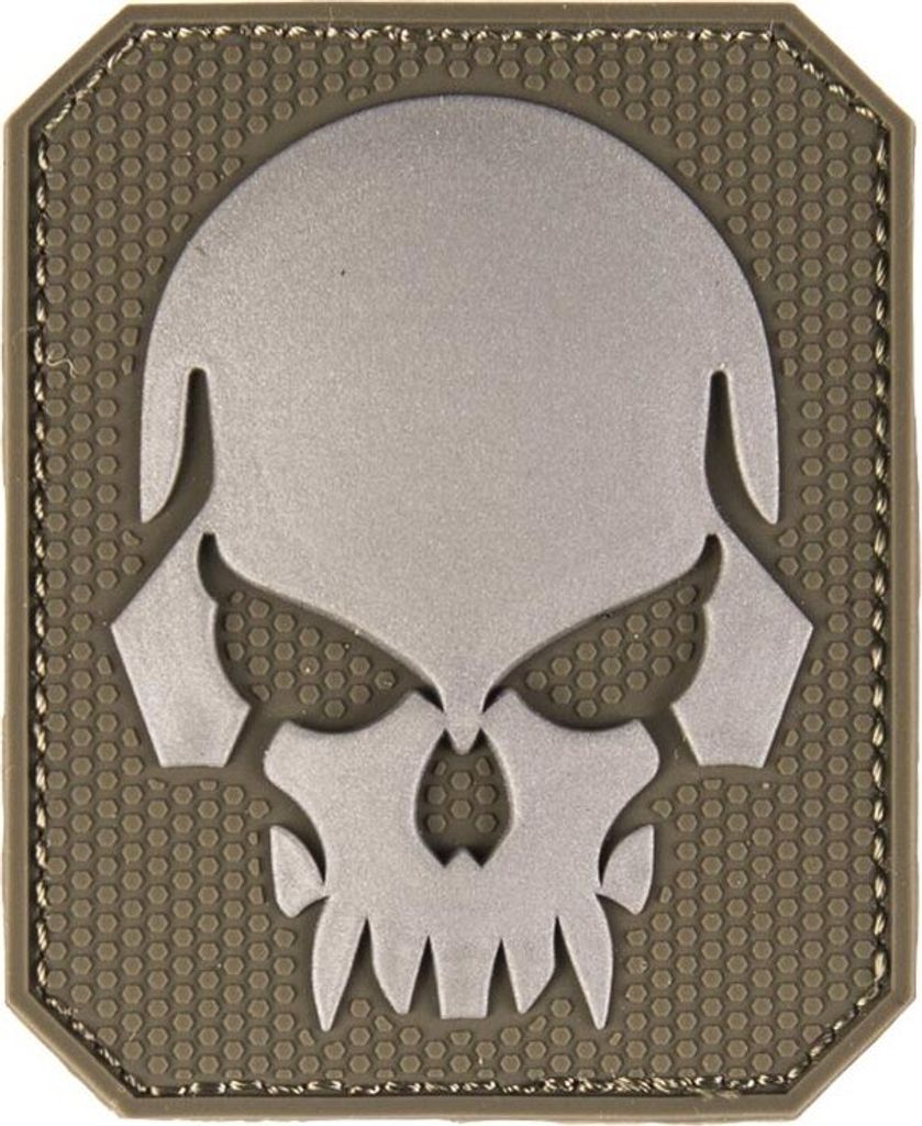 Patch 3D Skull large oliv