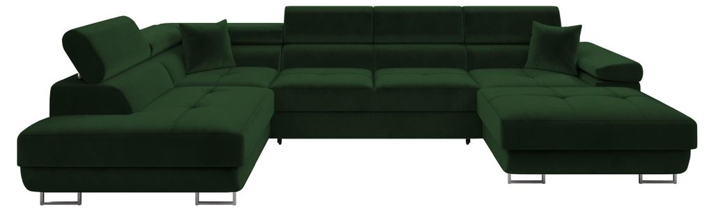 MIRJAN24 Wohnlandschaft Torezio Bis, Stilvoll Eckcouch mit Bettkasten und Schlaffunktion, Einstellbare Kopfstützen, 346x203x70-90 cm (Farbe: Polo ...