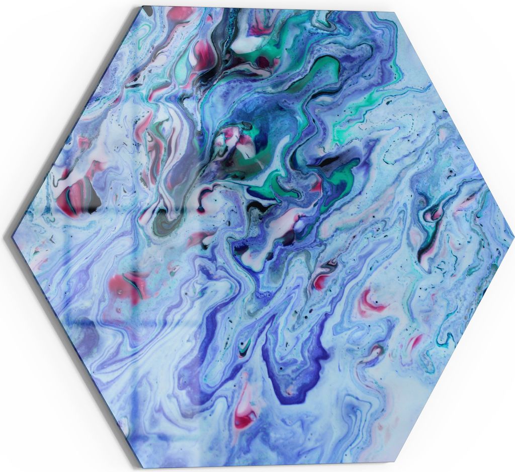DEQORI Magnettafel Glas 55x48 cm 6-eckig 'Farbenrausch der Fantasie' beschreibbar Whiteboard Küche
