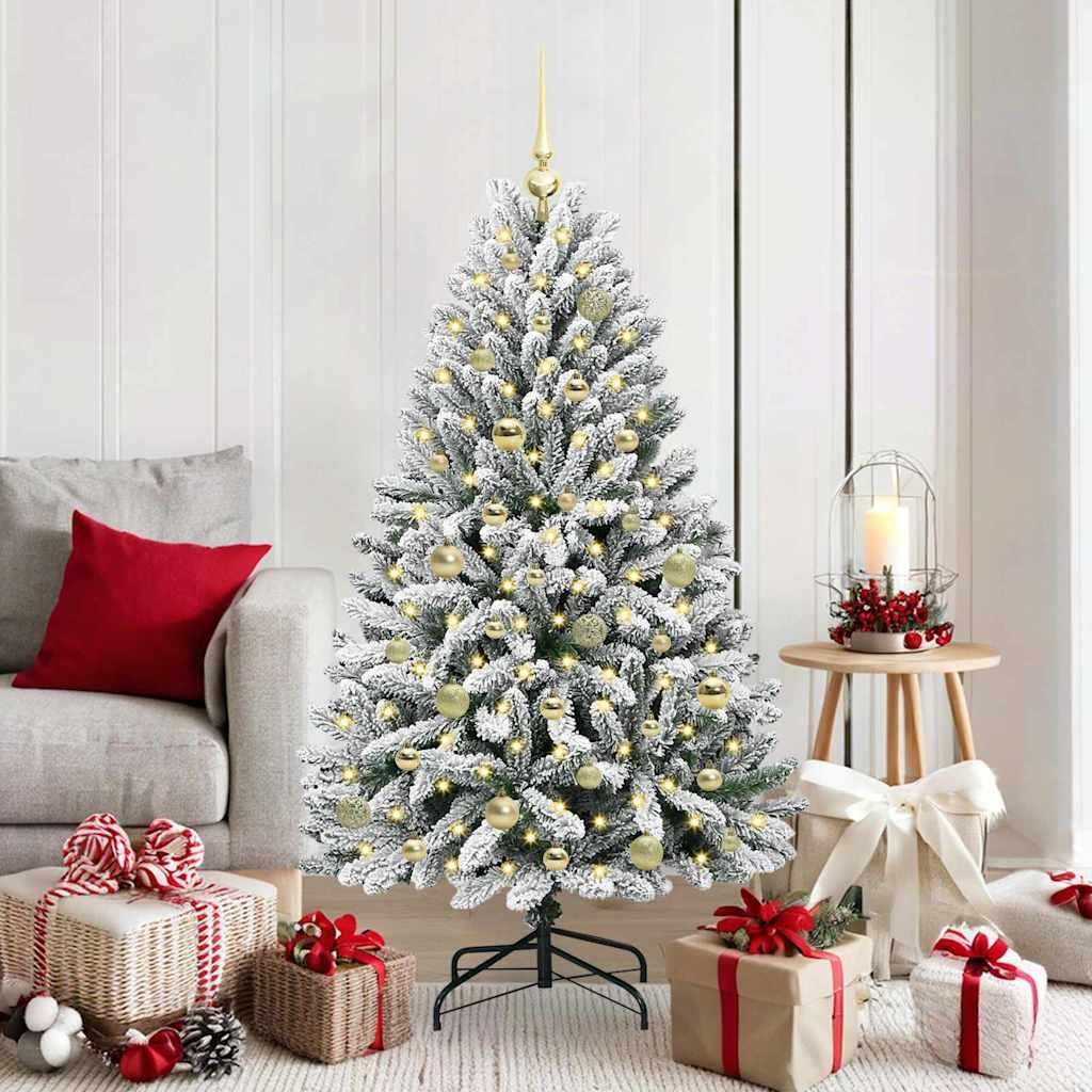 "Schlussverkauf" Künstlicher Weihnachtsbaum - Tannenbaum - Kunstbaum moderne - Grün und Weiß 150 cm PVC und Metall C12986