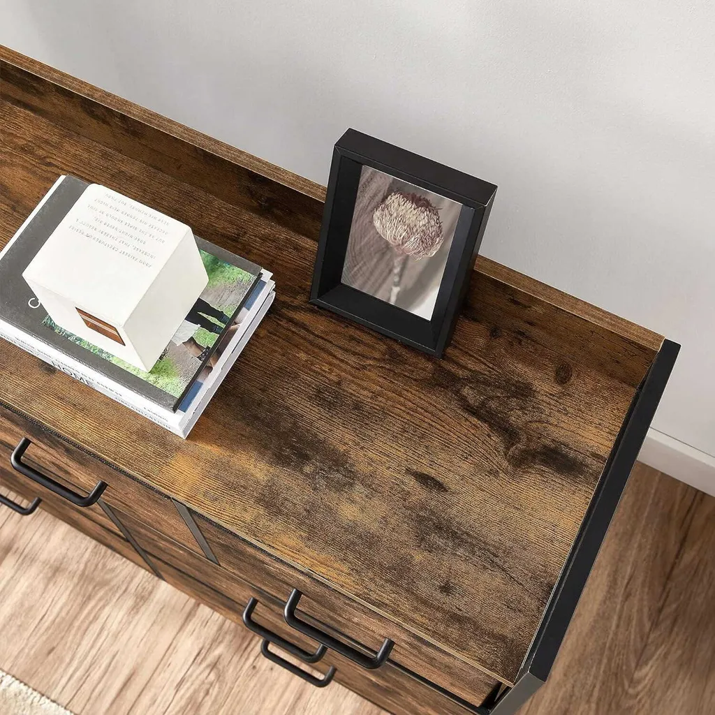 Commode Lounge Marron Rustique - Grand Buffet de Rangement Chambre Bois - 6