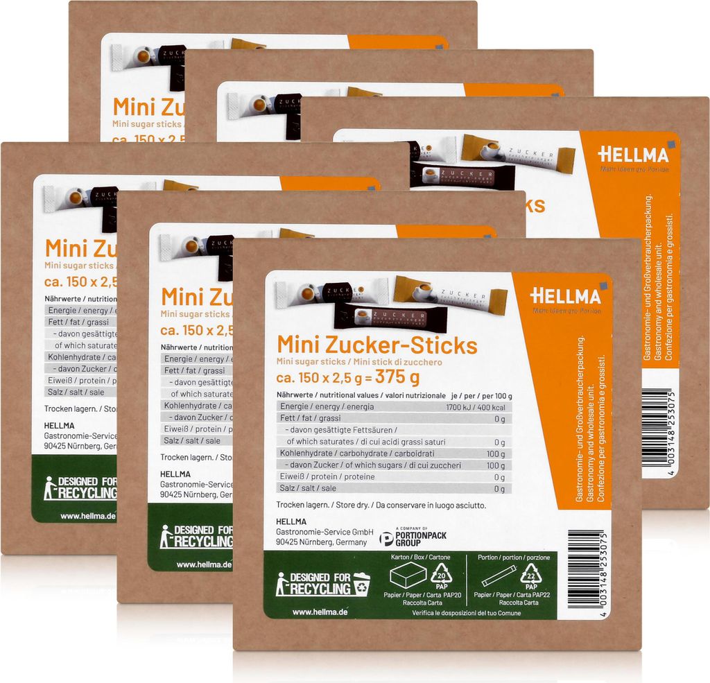 Hellma Mini Zucker-Sticks ca. 150x2,5g (6er Pack)