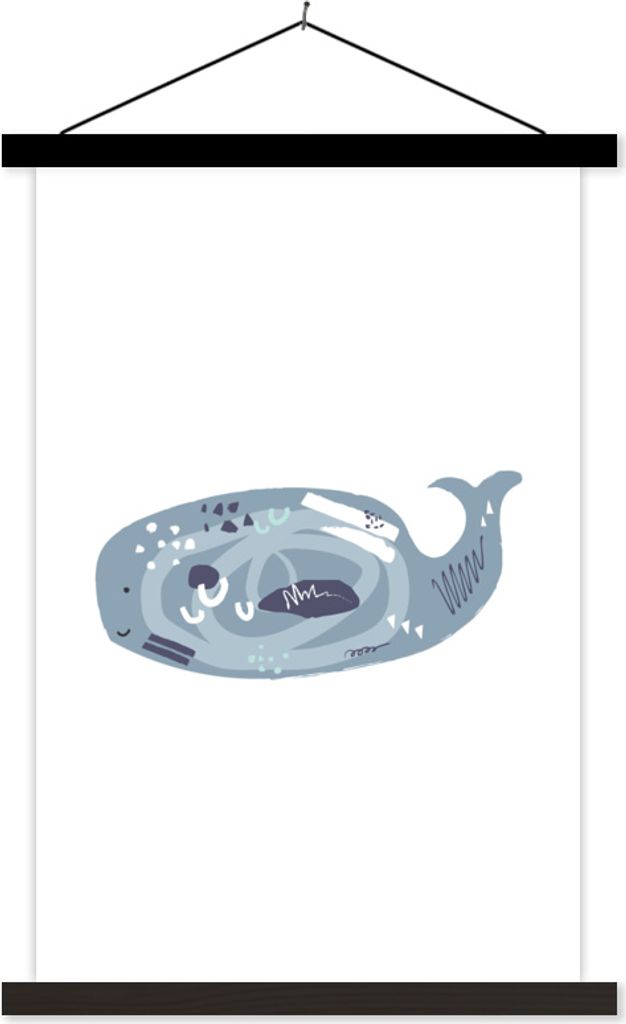 MuchoWow Textilposter Wal - Pastell - Grau 40x60 cm mit schwarzem Rahmen - Wanddekorationen