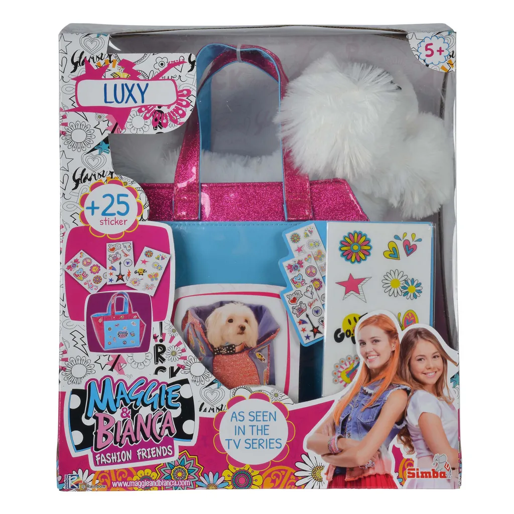 Simba Maggie & Bianca Chien Luxy Peluche Interactive avec Sac de Mode