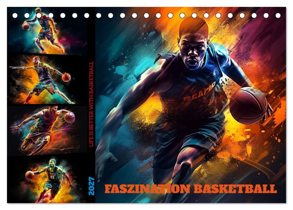 Faszination Basketball (Tischkalender 2027 DIN A5 quer), CALVENDO Monatskalender