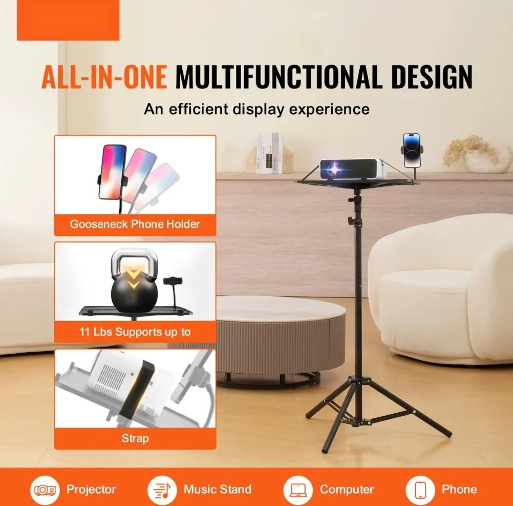 Trépied vidéoprojecteur télescopique et support ordinateur portable