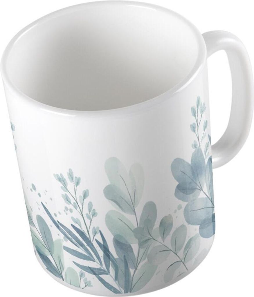 Huuraa Kaffeetasse Pastell Zweige und Blätter Geschenk Tasse Weiß 330ml Pastell Zweige und Blätter Präsent