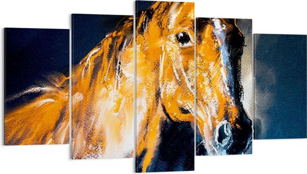 Bild auf Leinwand - Leinwandbild - Pferd Natur Tier - 160x85cm - Wand Bild - Wanddeko - Wandbilder - Leinwanddruck - Bilder - Kunstdruck - Wanddeko...