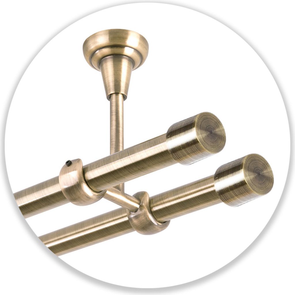 Asta Per Tenda 19 Mm 1 Binario Oro Anticato - Set Completo Con Terminali In Cristallo - 3