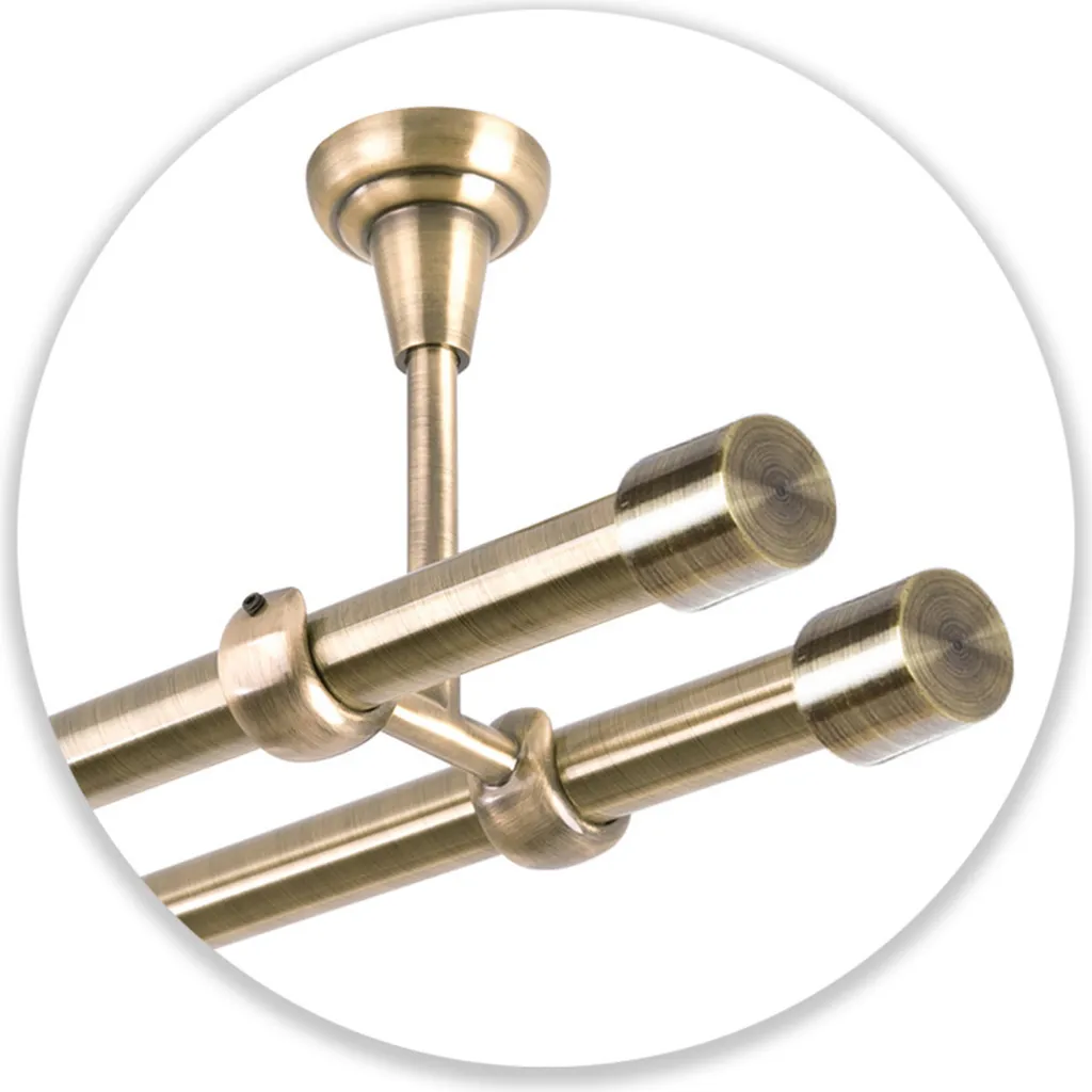 Doppio Bastone Tende 420 cm Oro Antico Soffitto - Kit Installazione - 4