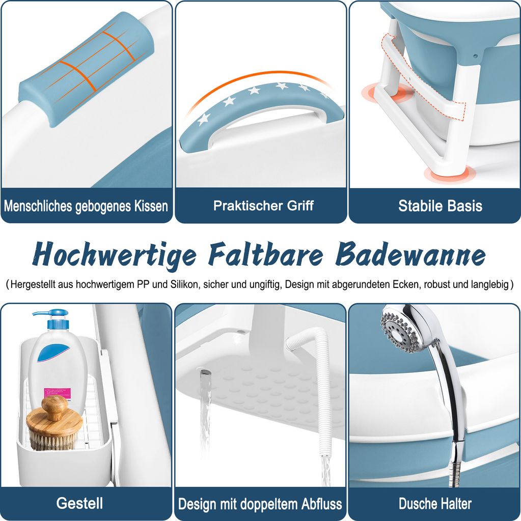 LZQ Faltbare Badewanne 118cm Tragbare Badewanne Produktbild 8