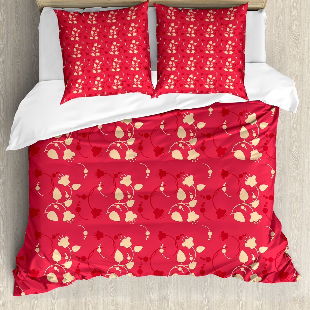 ABAKUHAUS Blumen Bettbezug Set für Einzelbetten, Frühling Wesentliche Wilde Flora, Milbensicher Allergiker geeignet mit Kissenbezug, 155 cm x 220...