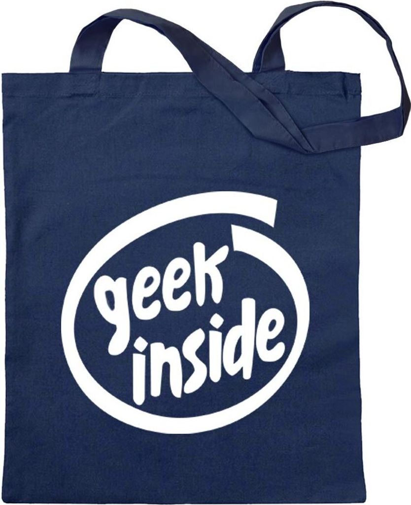 Kiwistar - Baumwolltasche - dunkelblau - Geek Inside - Tragetasche Stoffbeutel Umhängetasche Langer Henkel