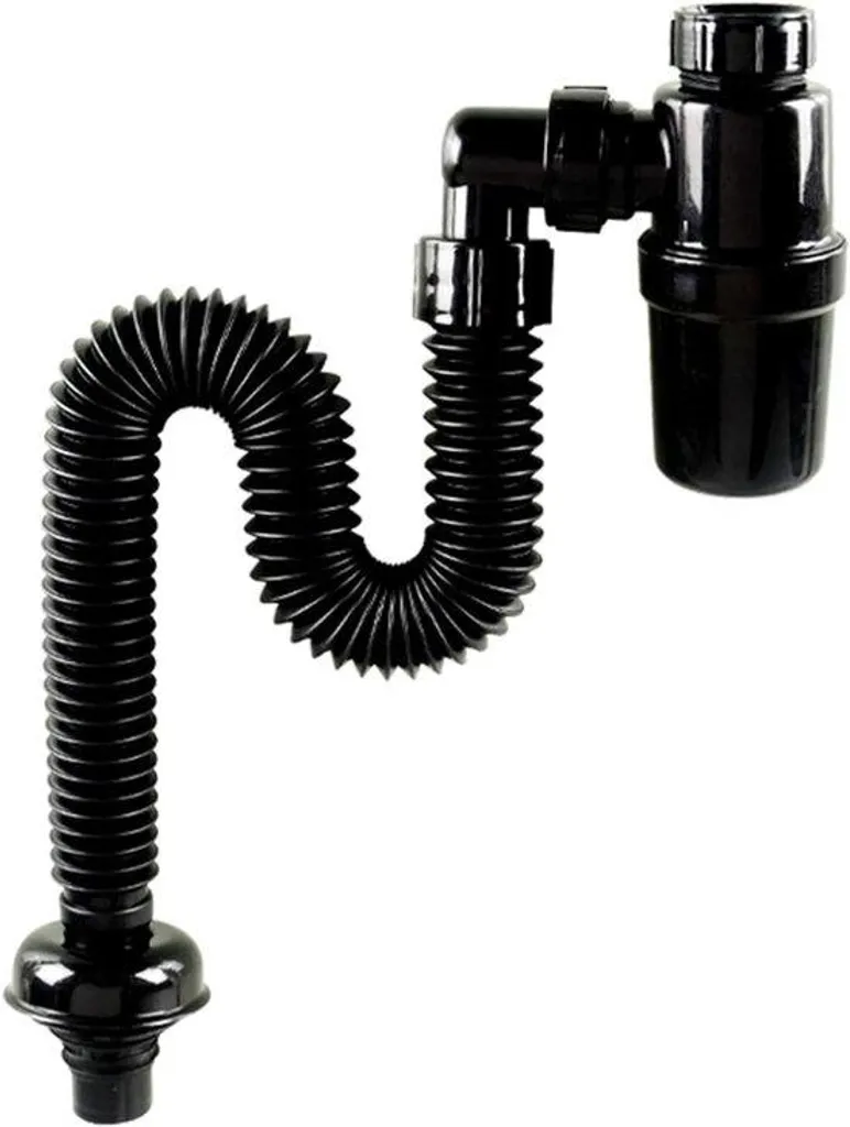 Siphon de baignoire noir universel et tube de rallonge long pour vidage