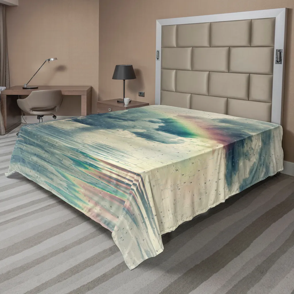 Drap supérieur doux motif gouttes d'eau et éclair 244 cm gris sarcelle