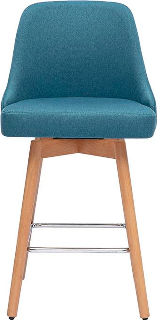Miliboo - Skandinavische Barhocker, 360° drehbar aus Entengrün Stoff und massiver Buche, Sitzhöhe 65 cm (2er-Set) HASTA